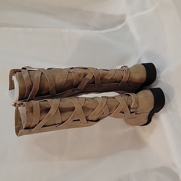 Womens Carly Riding Boot with Almond-Toe and Zig Zag Lace Detail - Picture 5 of 6